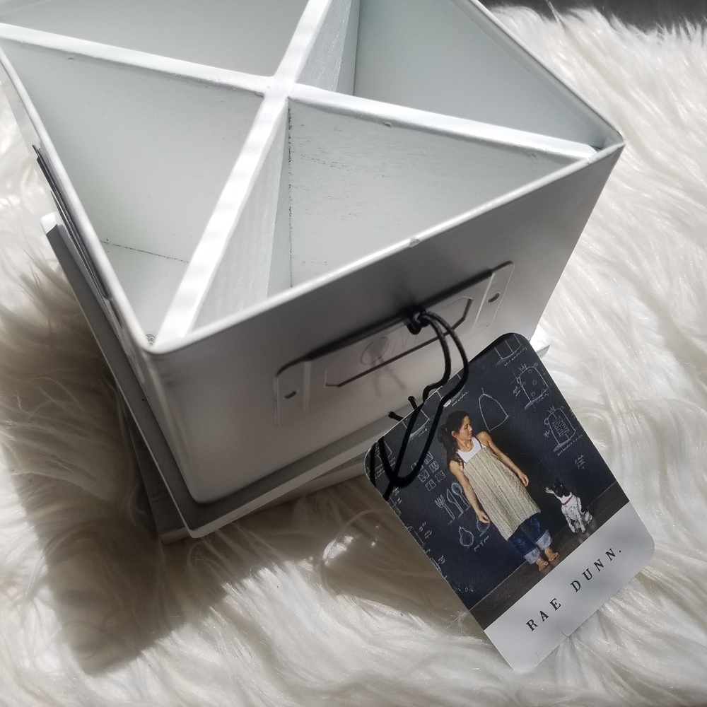 Rae Dunn Square 4 Swivel Desk Organizer White